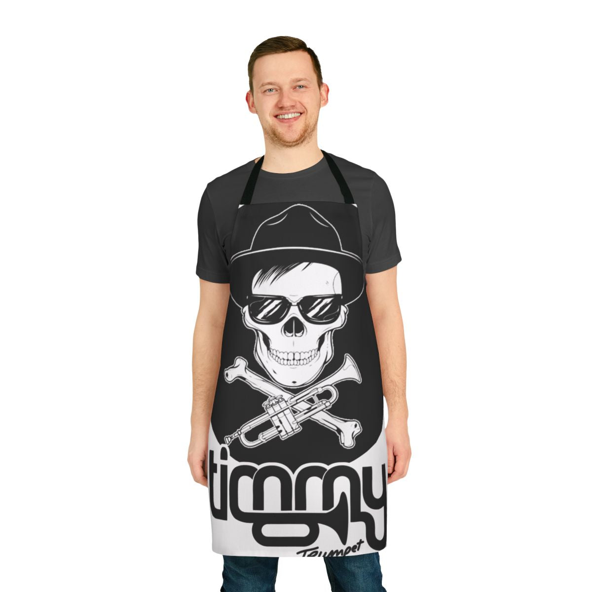 Colorful apron featuring EDM music artists and festival imagery