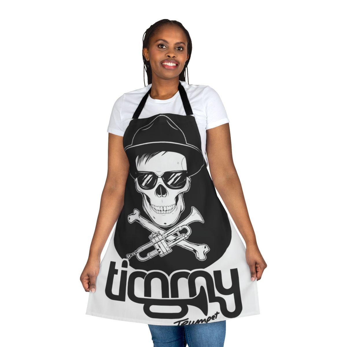 Colorful apron featuring EDM music artists and festival imagery
