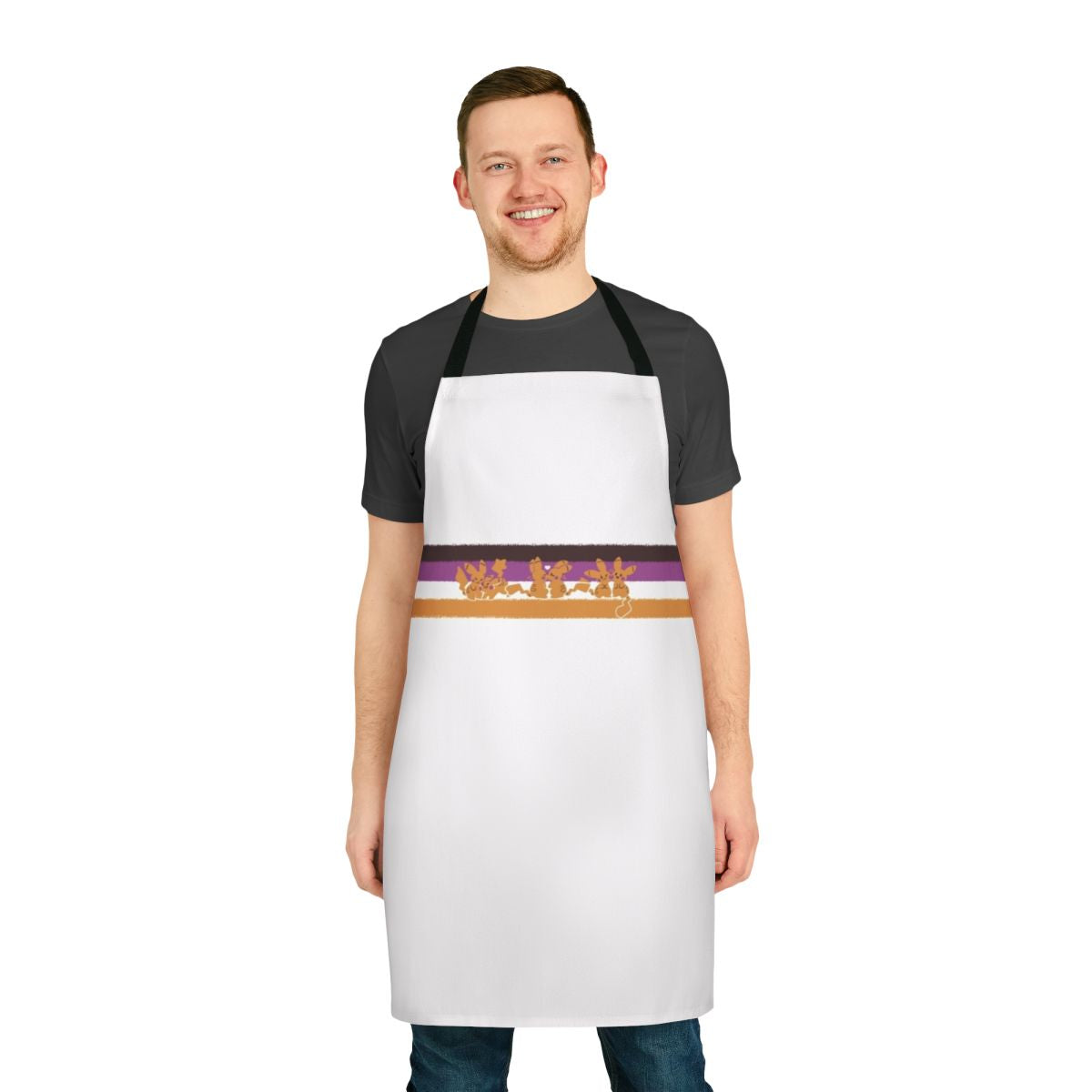 Colorful electric love-themed apron in the non-binary pride flag colors