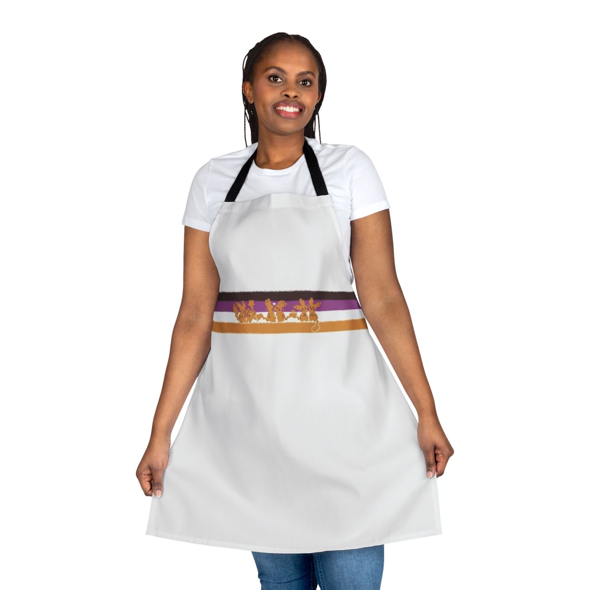 Colorful electric love-themed apron in the non-binary pride flag colors