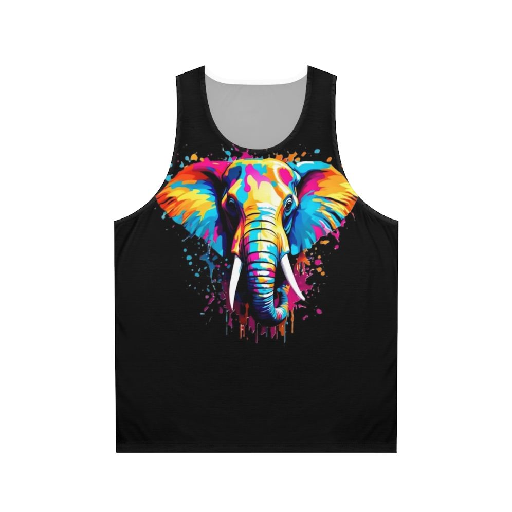 Colorful elephant splash design unisex tank top