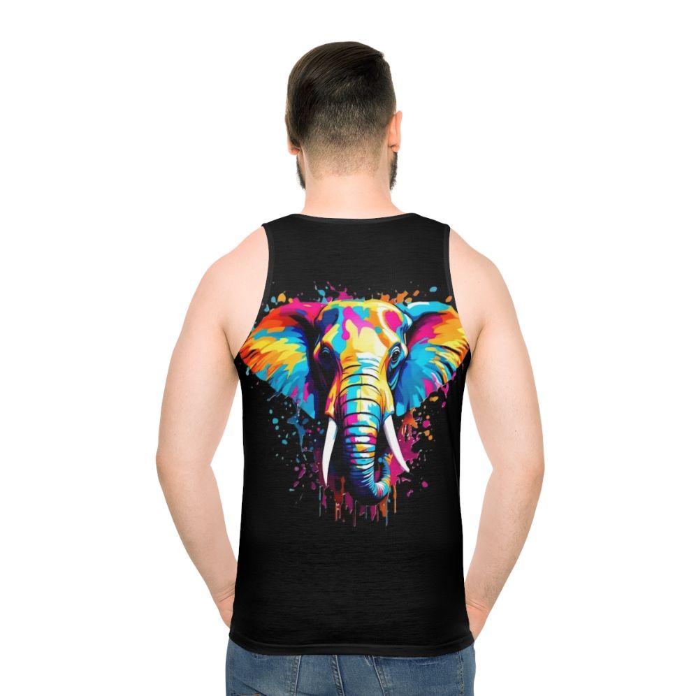 Colorful elephant splash design unisex tank top