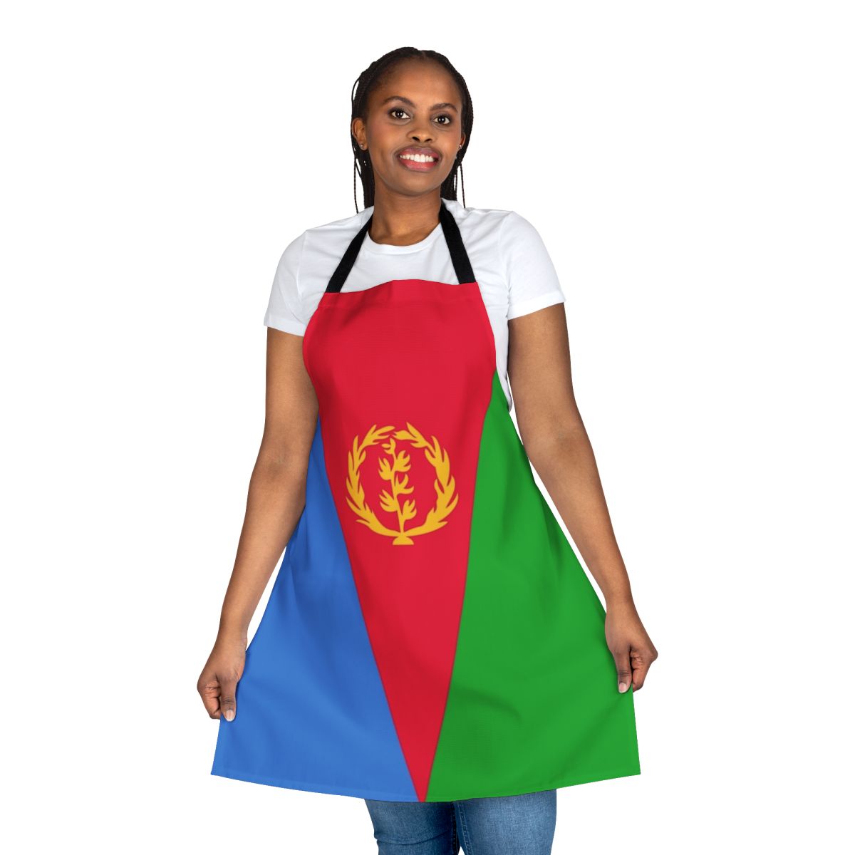 Colorful Eritrea flag design printed on a high-quality kitchen apron