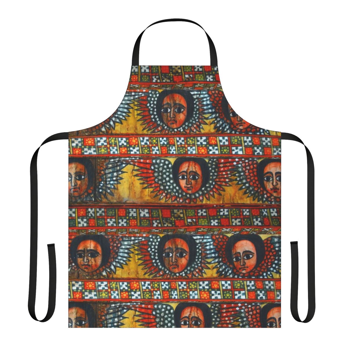 Colorful traditional Ethiopian apron with cultural patterns and imagery