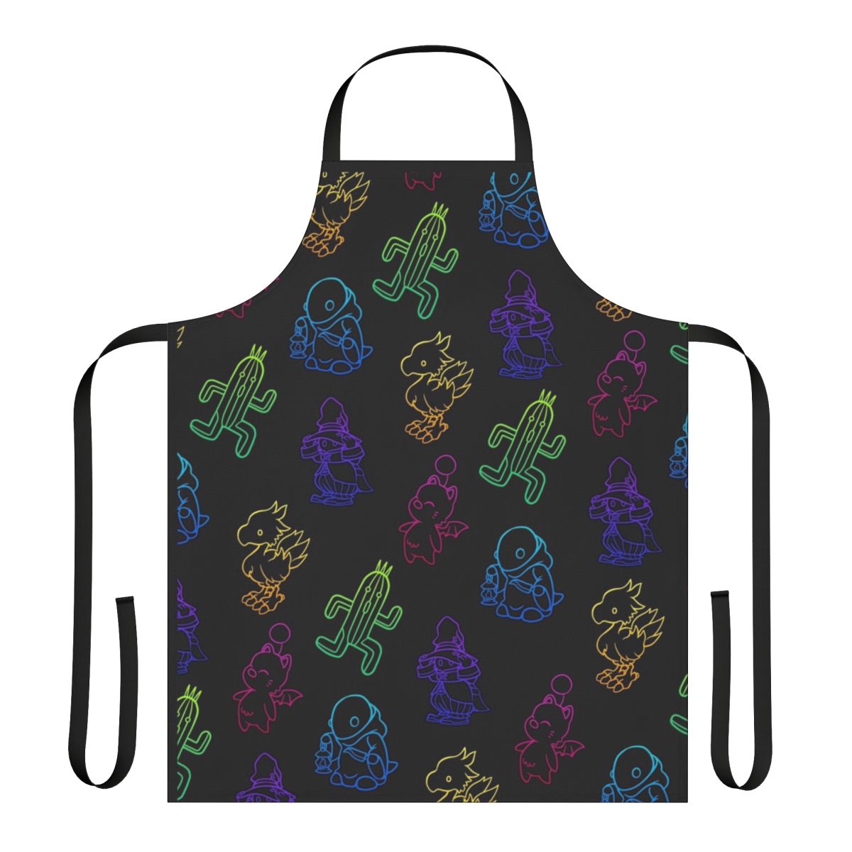 Minimalist green cactus lineart apron, inspired by the Final Fantasy video game series