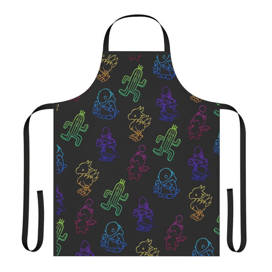Minimalist green cactus lineart apron, inspired by the Final Fantasy video game series