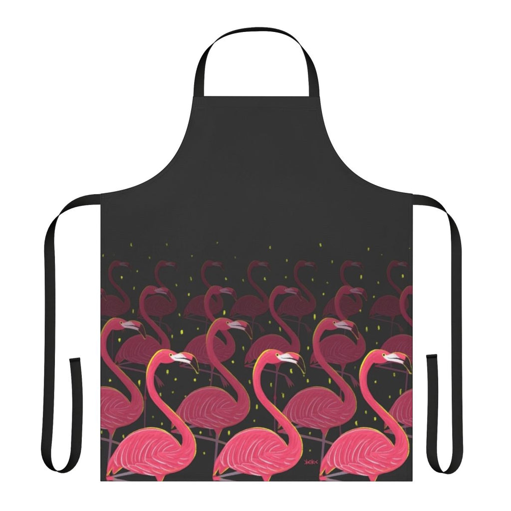 Flamingo-patterned apron with pink and white design