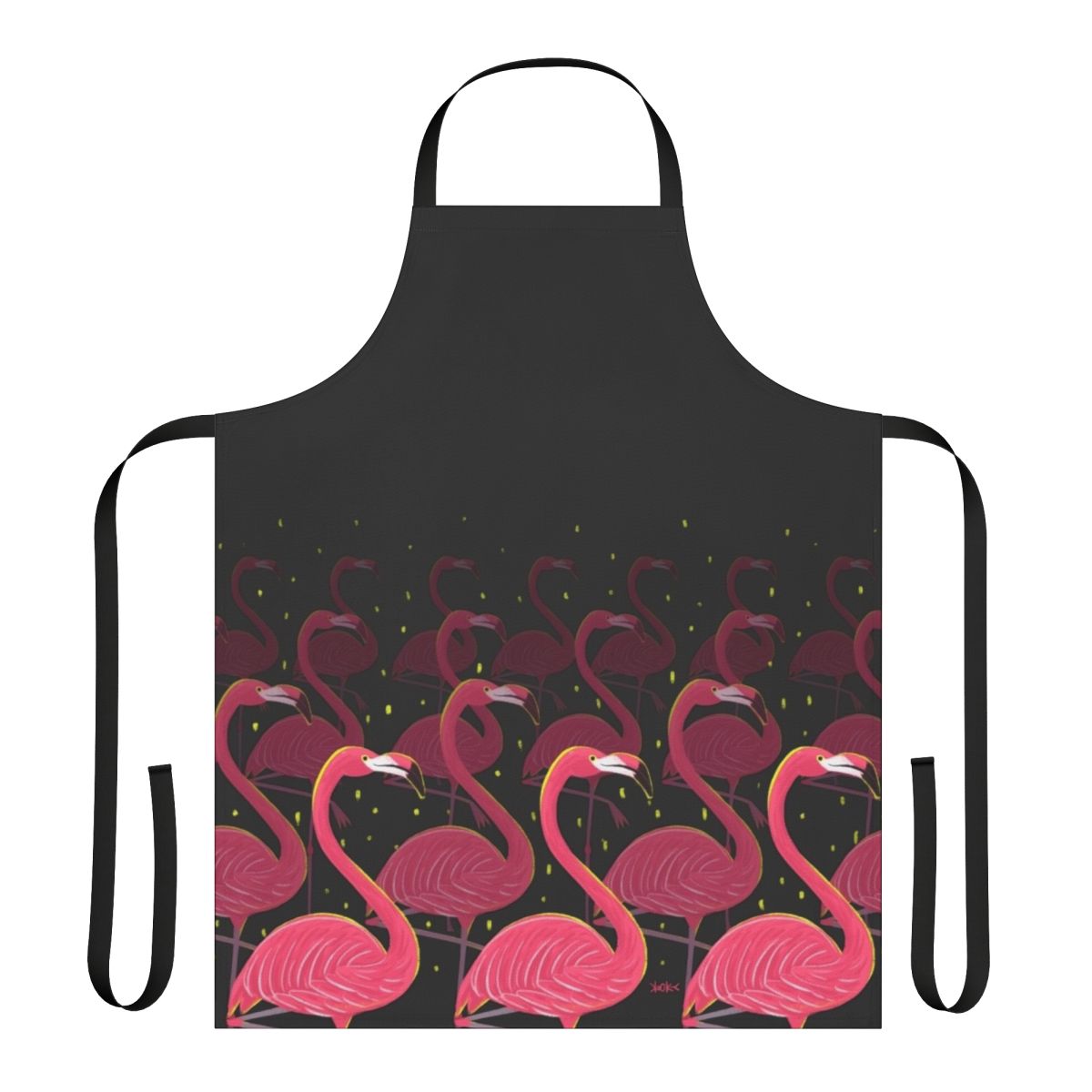 Flamingo-patterned apron with pink and white design