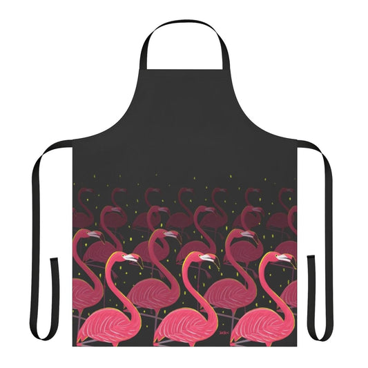 Flamingo-patterned apron with pink and white design