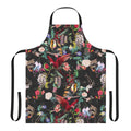 Floral and nature-inspired apron with birds and foliage pattern