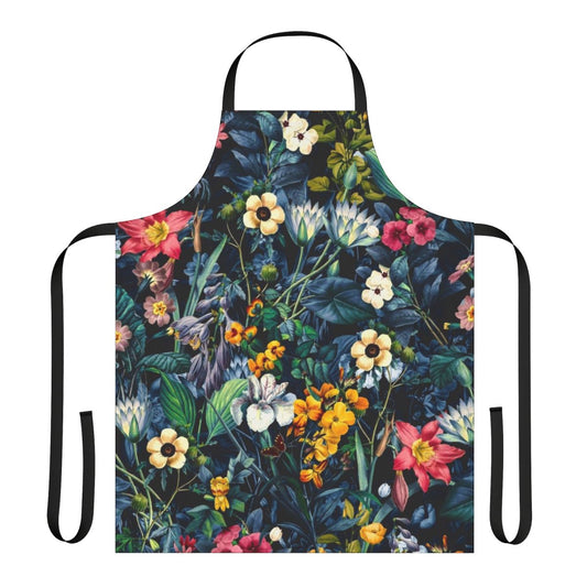 Colorful floral and botanical pattern apron for gardening and home decor