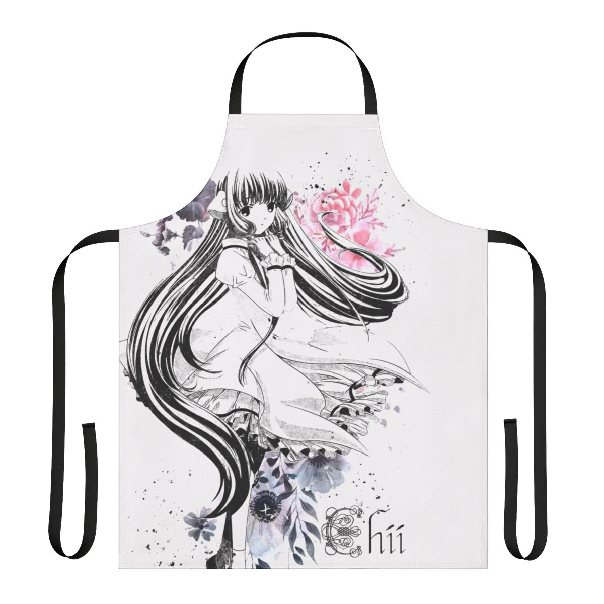 Painted garden apron with vibrant floral and botanical design
