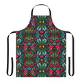 Colorful crane and floral patterned apron, a unique folk art inspired home accessory.