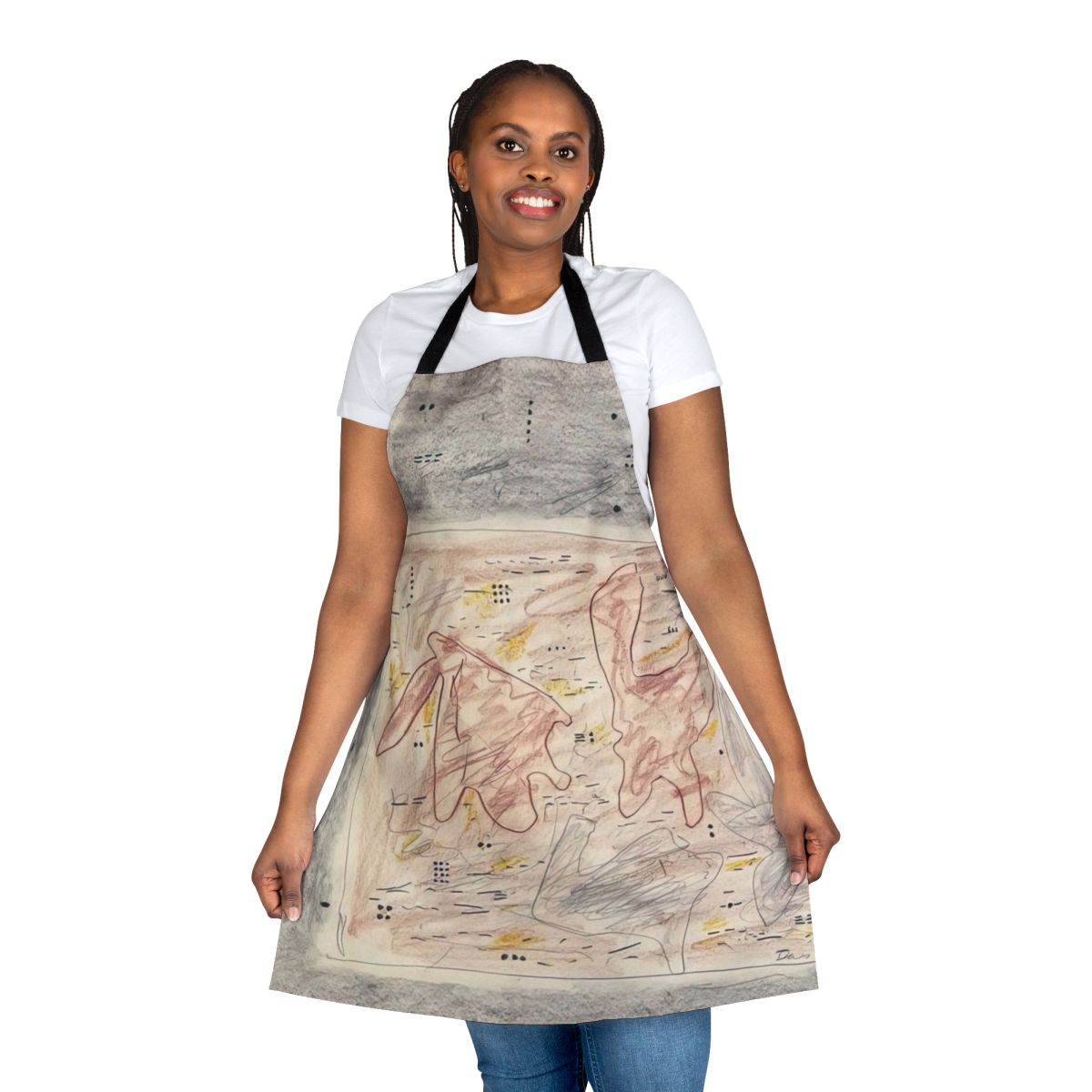 Artwork by Gene Davis inspired colorful abstract design on a cotton kitchen apron