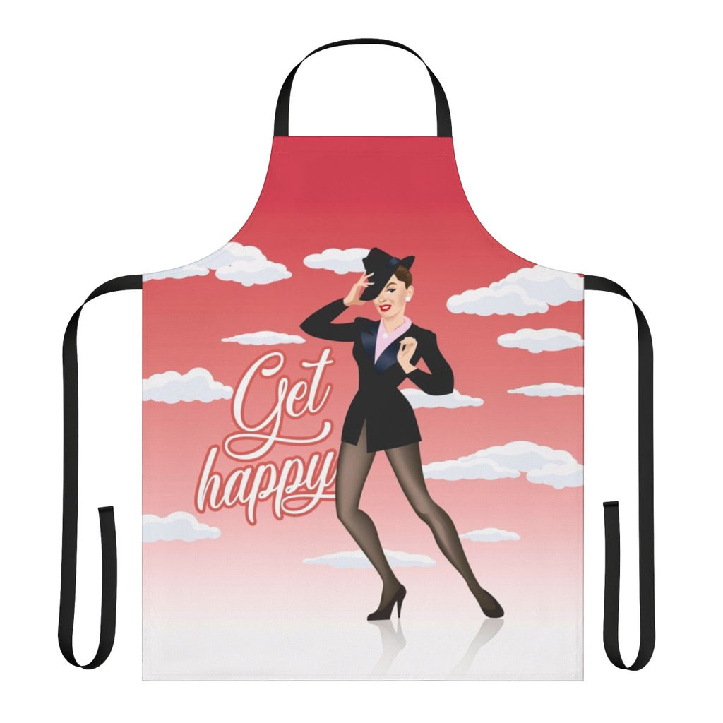 Colorful apron design featuring the iconic "Get Happy" musical number from Judy Garland's legendary Hollywood career