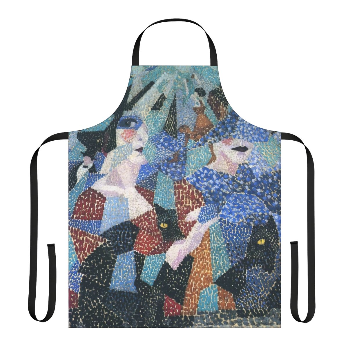 Gino Severini-inspired abstract and geometric apron in vibrant colors