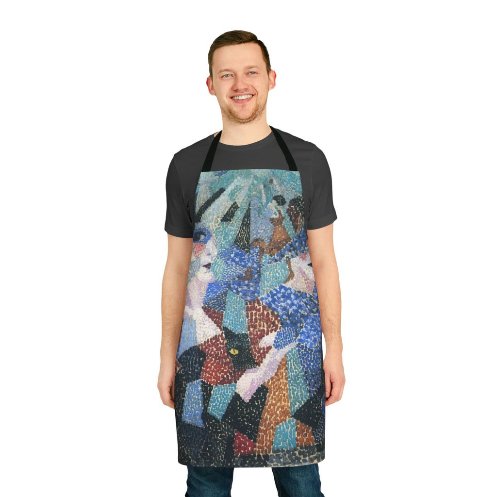 Gino Severini-inspired abstract and geometric apron in vibrant colors
