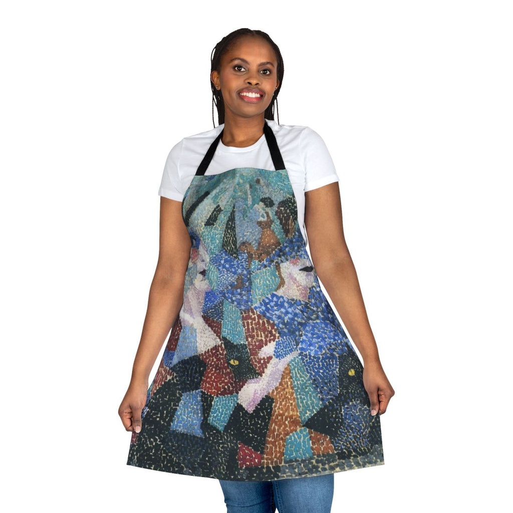 Gino Severini-inspired abstract and geometric apron in vibrant colors