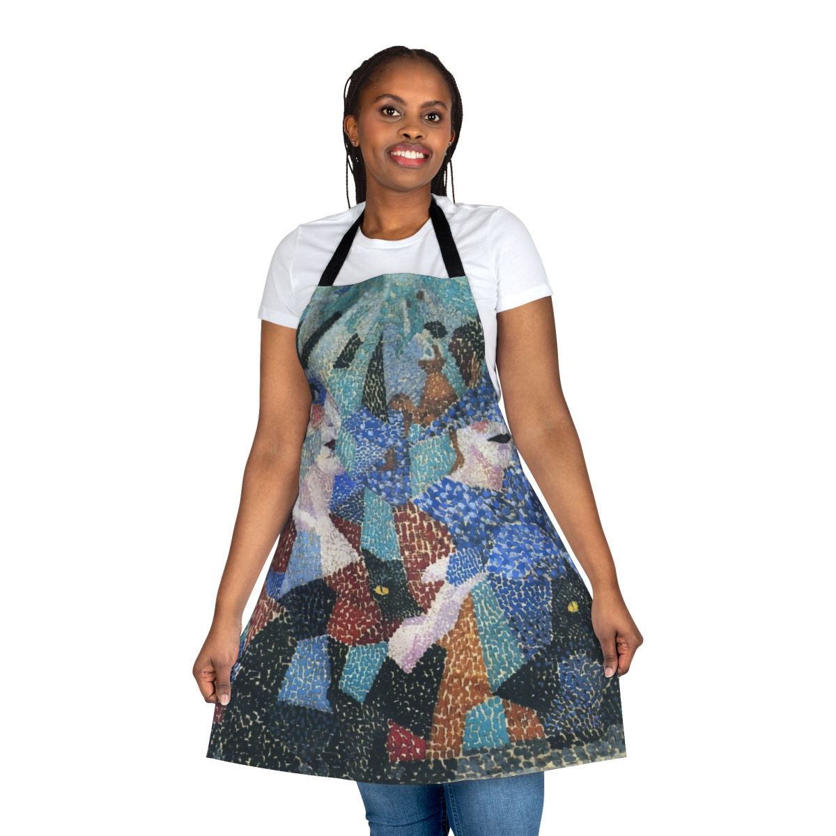 Gino Severini-inspired abstract and geometric apron in vibrant colors