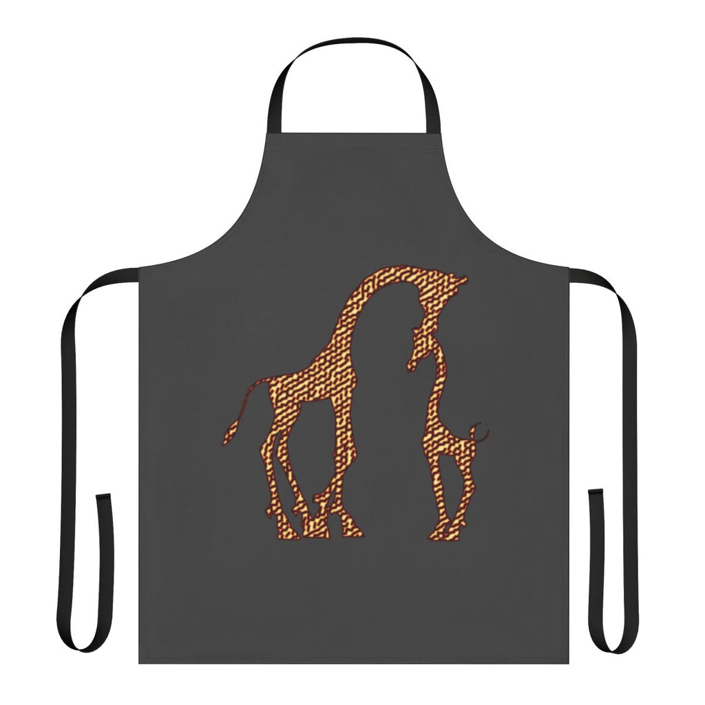 Vibrant and colorful apron featuring a stylized giraffe design, representing legendary animals.