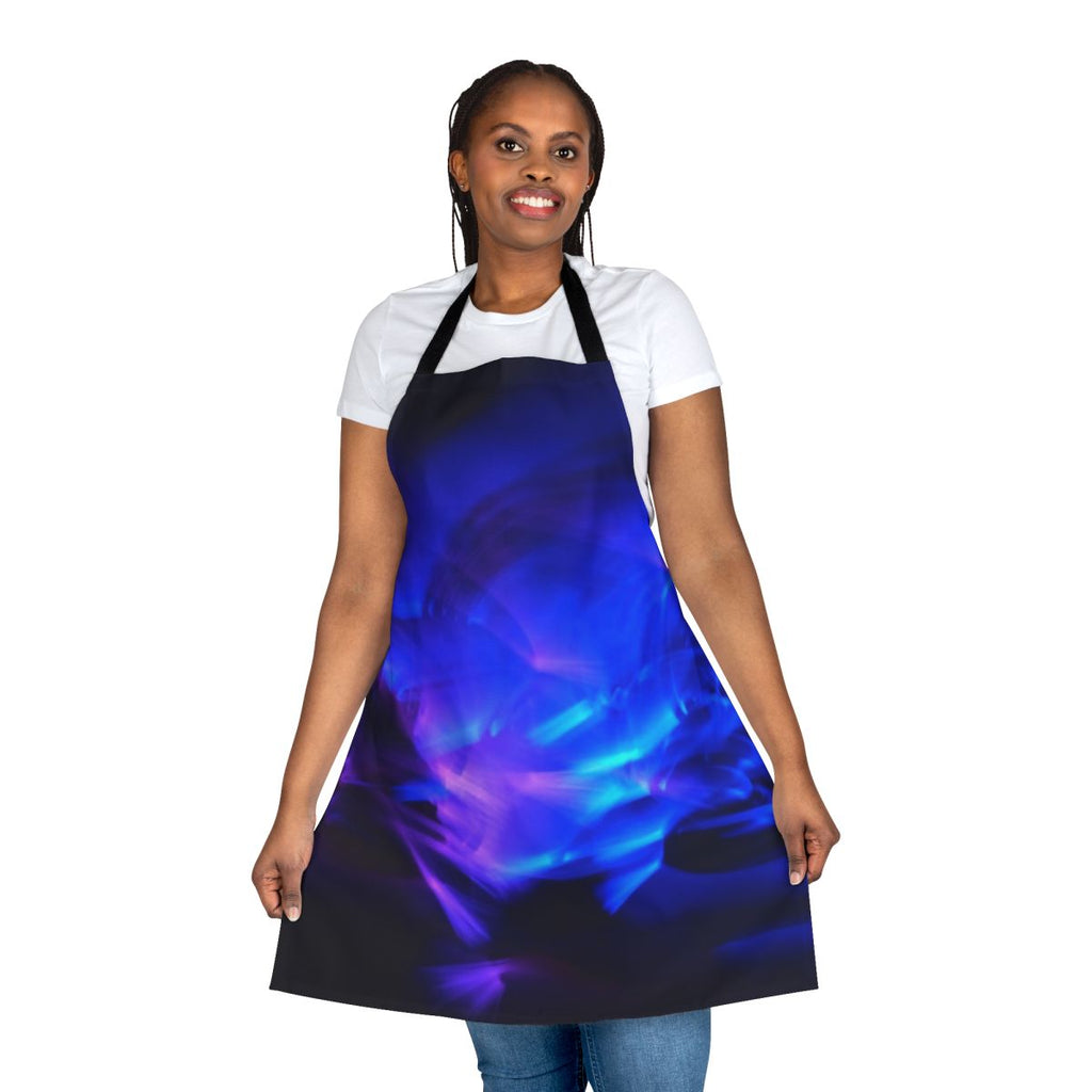 Vibrant glowing party apron with neon swirls design