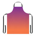 Person wearing an orange and purple gradient apron while cooking or baking in the kitchen.