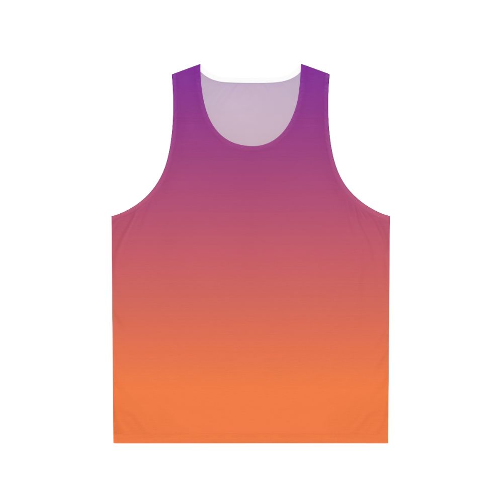 Vibrant orange and purple gradient unisex tank top