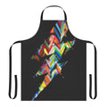 Graphic lighting apron in vibrant colors including red, blue, pink, and yellow
