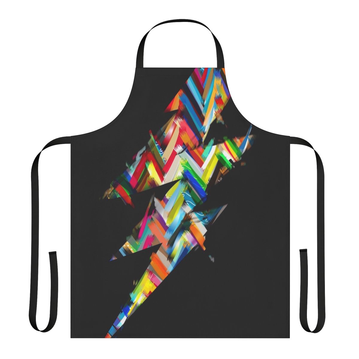 Graphic lighting apron in vibrant colors including red, blue, pink, and yellow