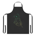 Vibrant green apron with a graphic design of a robot dog