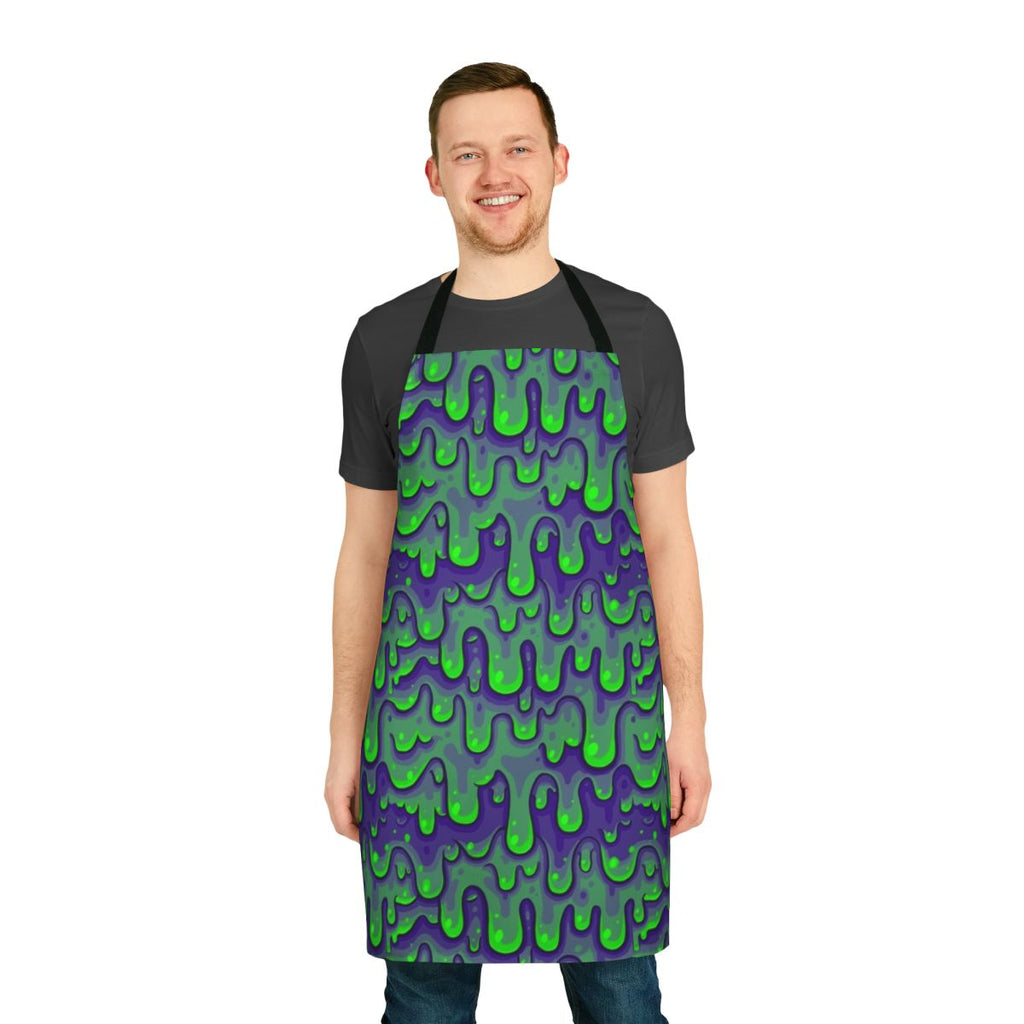 Green slime pattern printed on an adjustable, durable kitchen apron