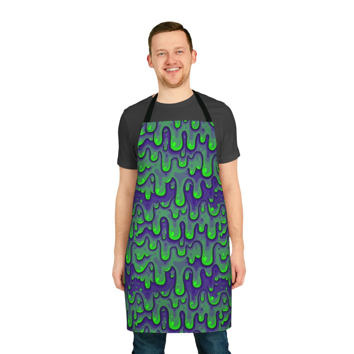 Green slime pattern printed on an adjustable, durable kitchen apron