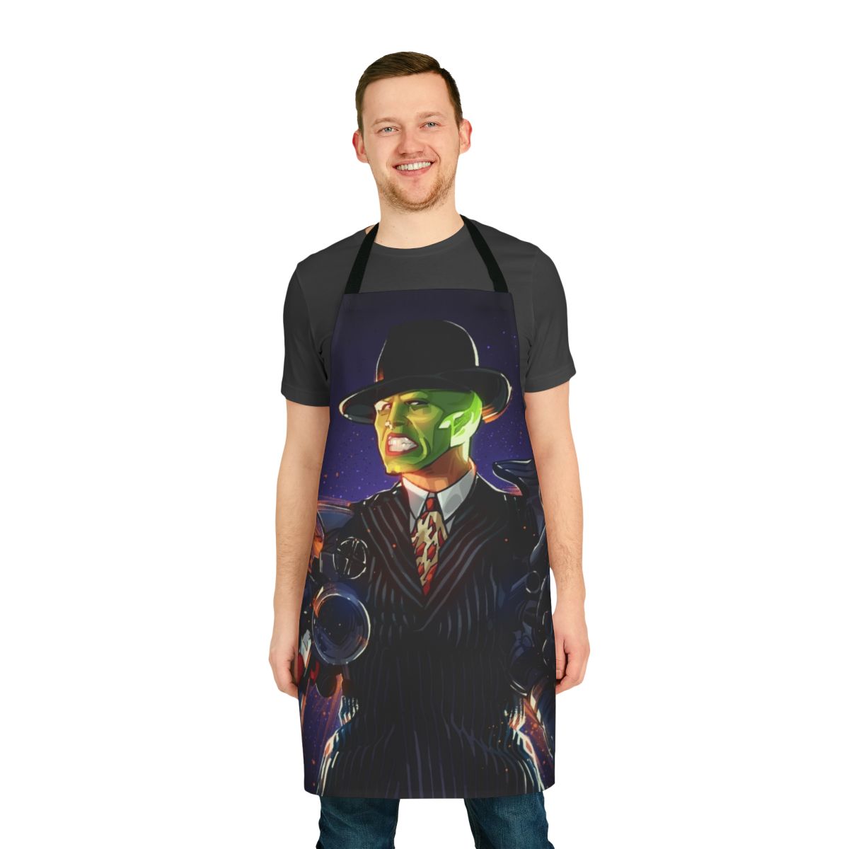 A green superhero-style apron for cosplay, cooking, and more.