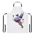 Colorful abstract watercolor silhouette of a gryphon on an apron