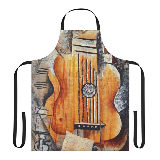 Vintage-inspired guitar painting design on a durable, high-quality apron