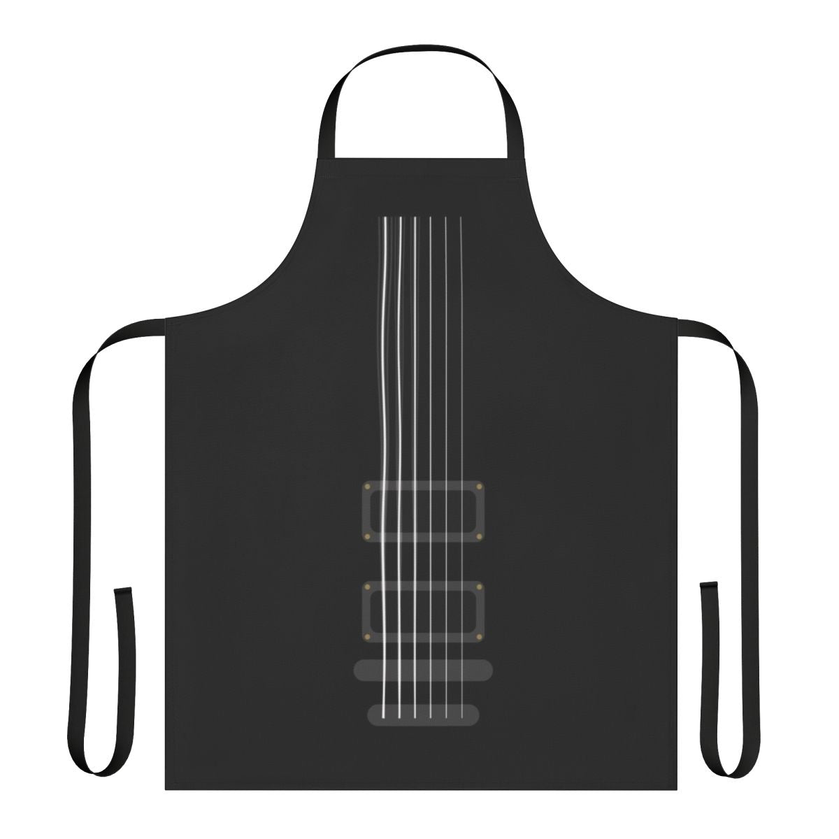 Apron with guitar string pattern and metallic accents
