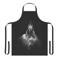 Vibrant black and white hen design apron