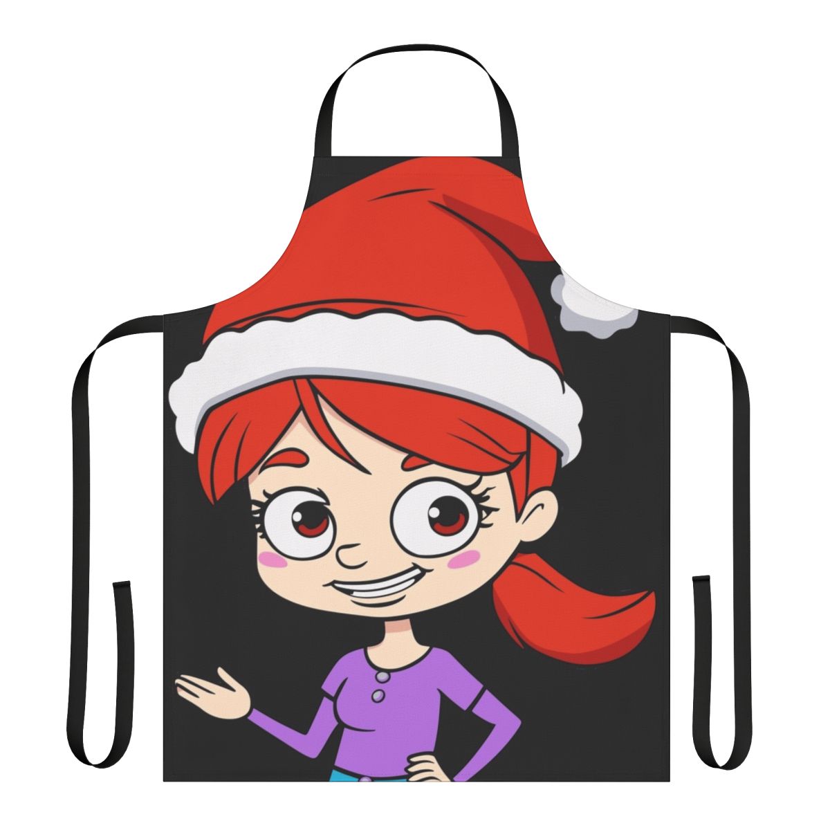 Colorful apron with Jessi, a character from the popular Netflix series Big Mouth, wearing a Santa hat