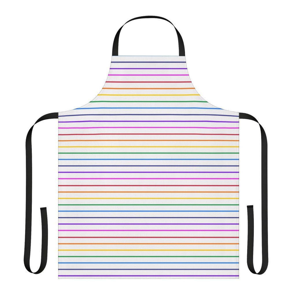 Colorful horizontal rainbow striped apron for the kitchen