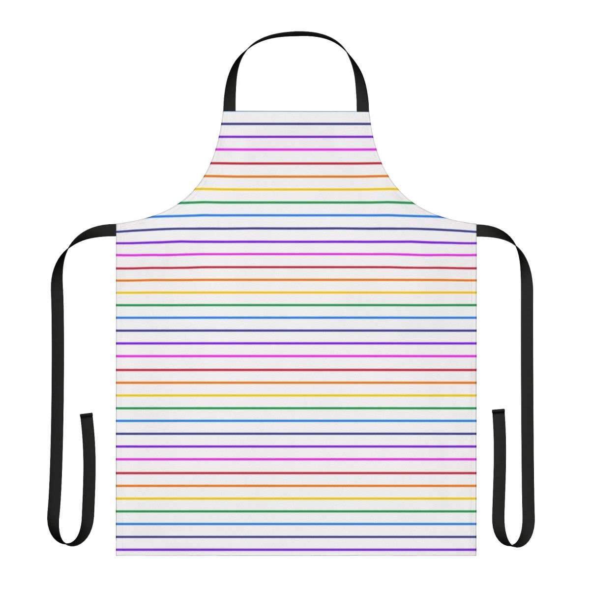 Colorful horizontal rainbow striped apron for the kitchen