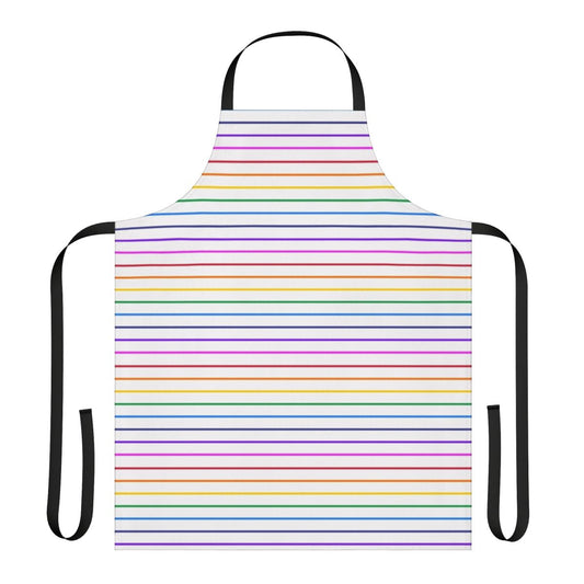 Colorful horizontal rainbow striped apron for the kitchen