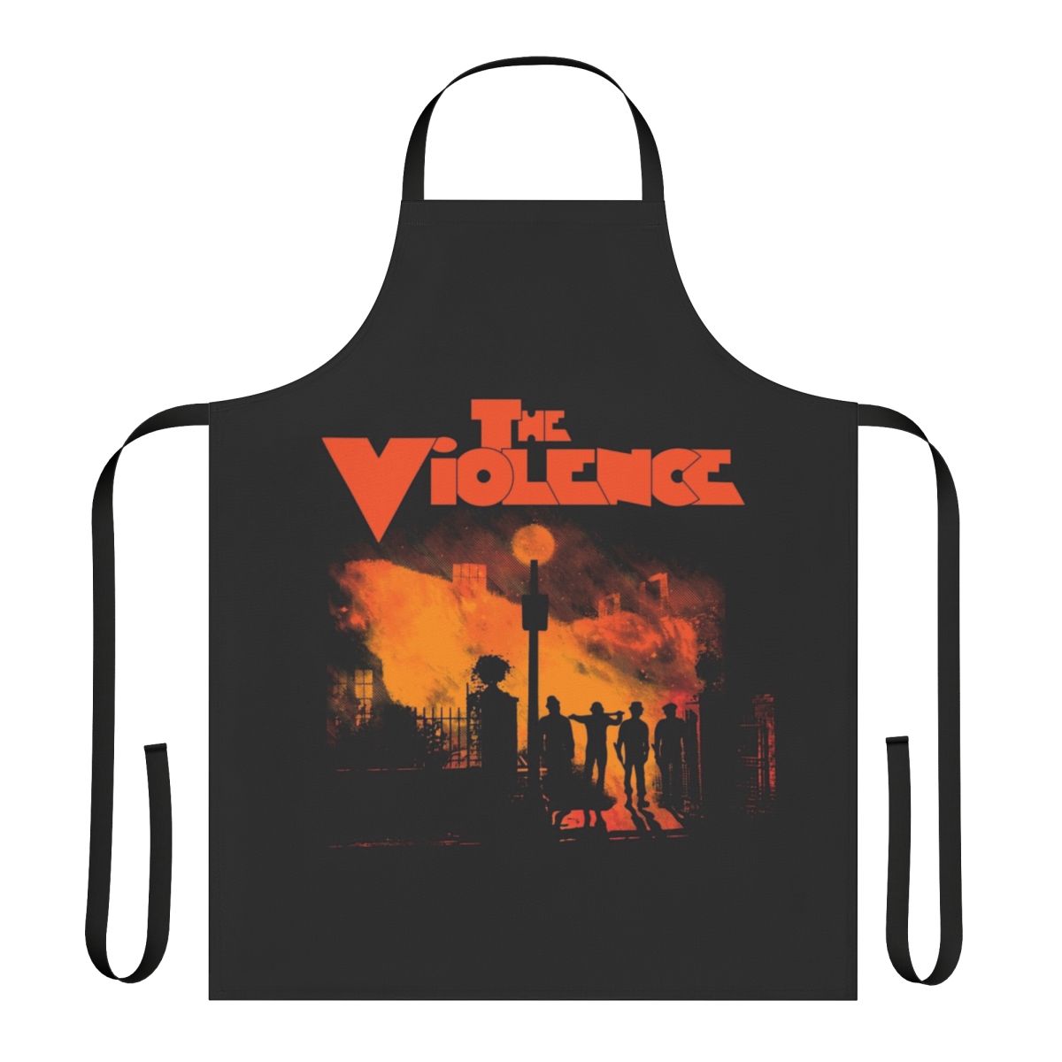 Colorful and striking apron with horror-themed graphics and designs