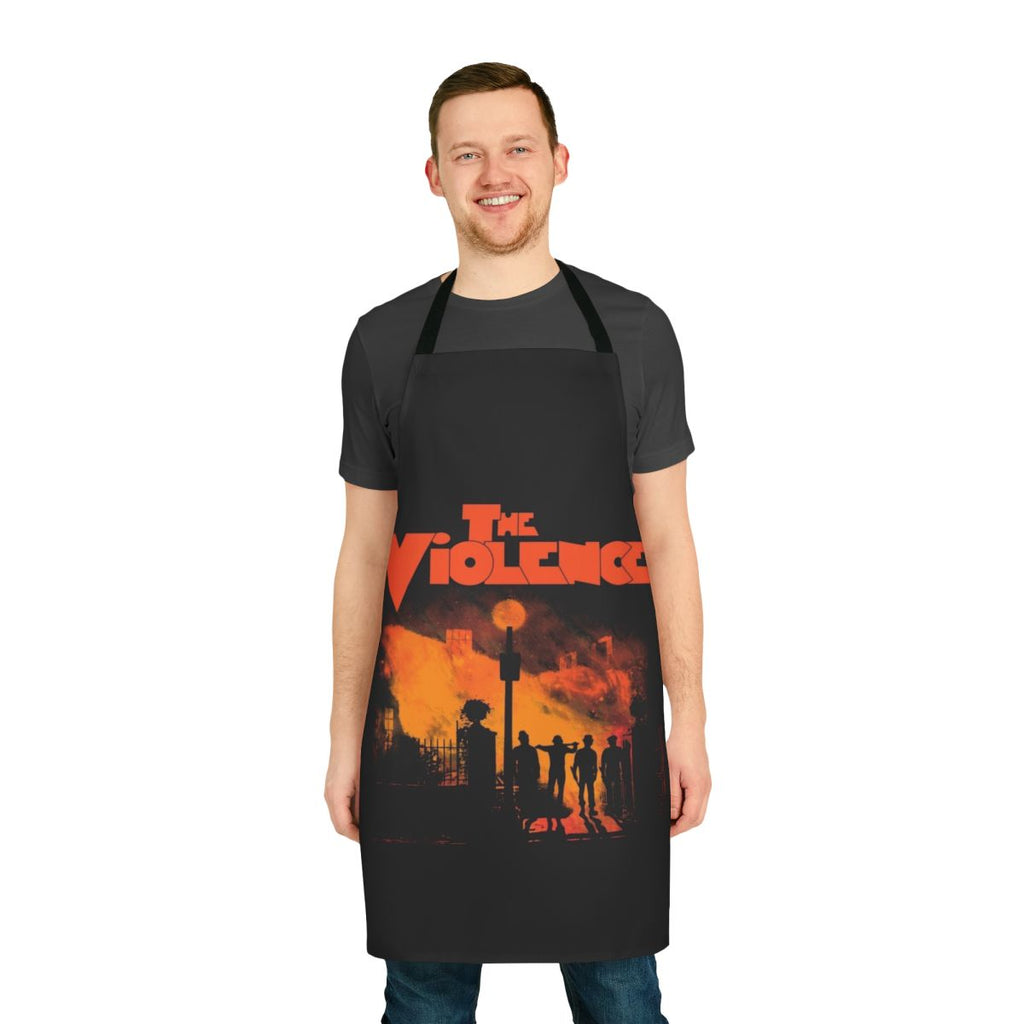 Colorful and striking apron with horror-themed graphics and designs