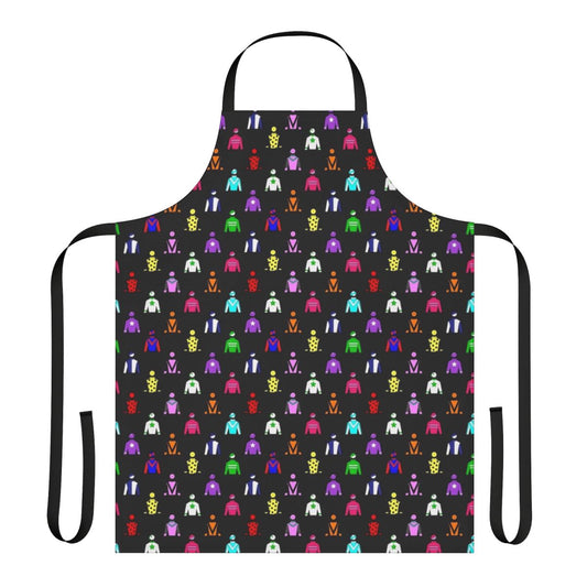 Colorful apron featuring a classic horse racing jockey silks pattern