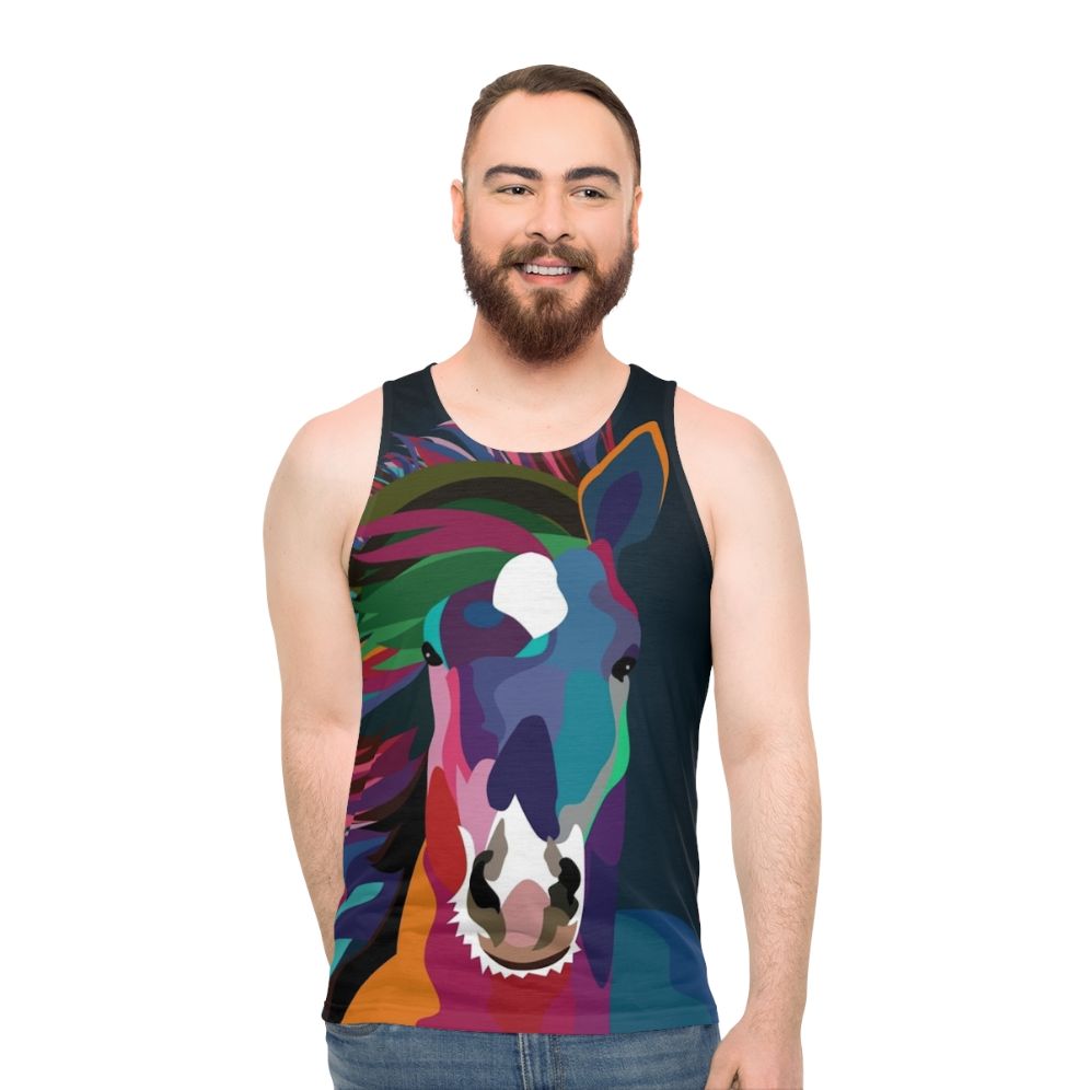 Vibrant abstract horse running unisex tank top