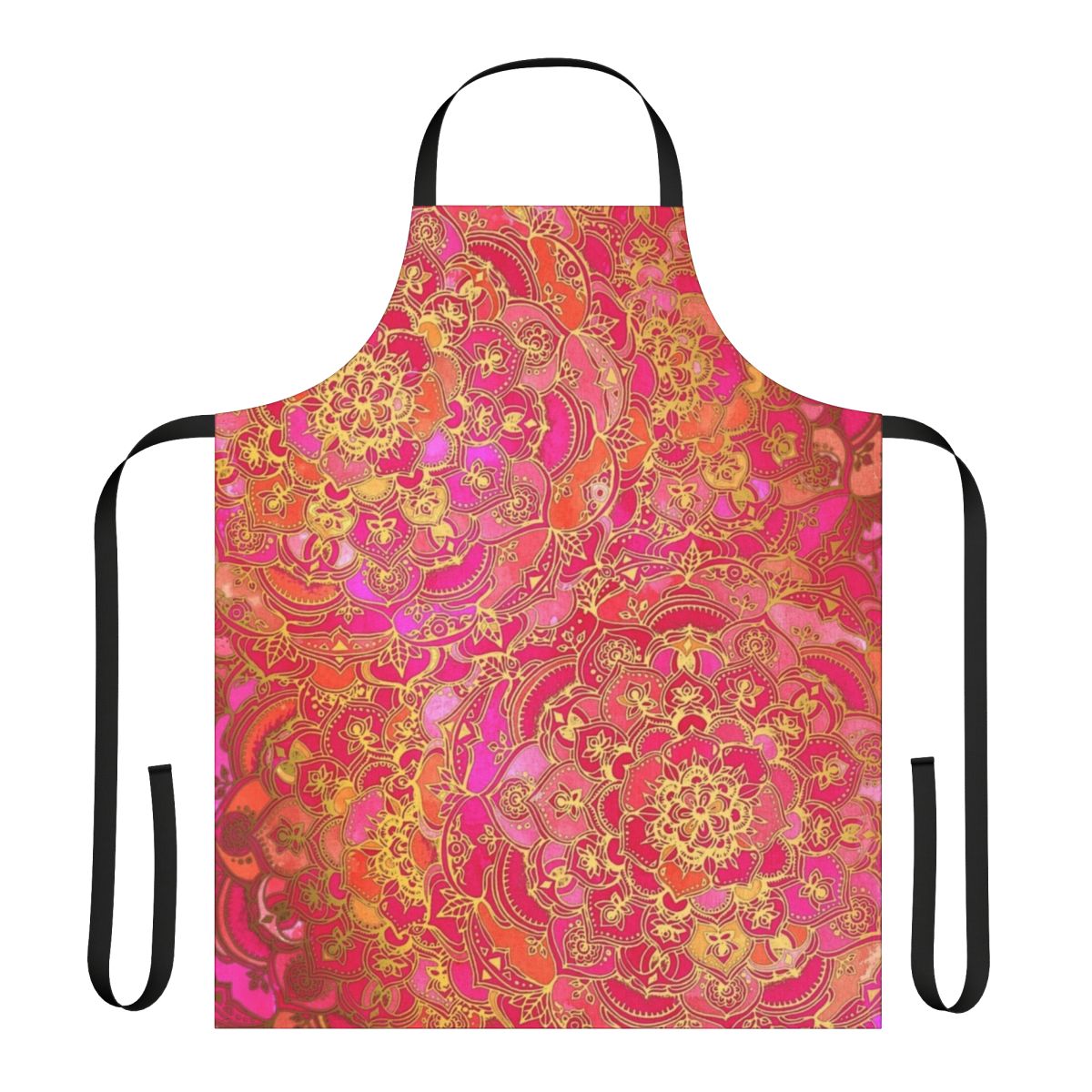 Stunning hot pink and gold floral and baroque pattern apron