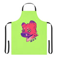 Colorful hyena print apron with a fun, furry animal design
