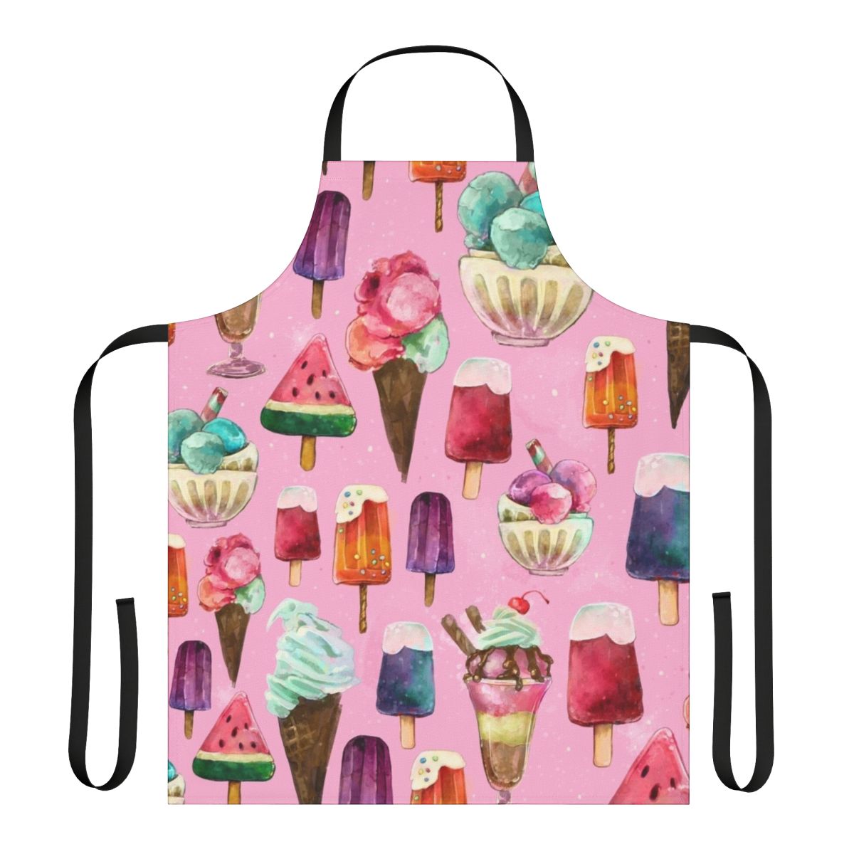 Colorful apron featuring a playful ice cream pattern design