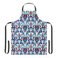Colorful floral pattern apron inspired by traditional Iznik tiles and Turkish pottery