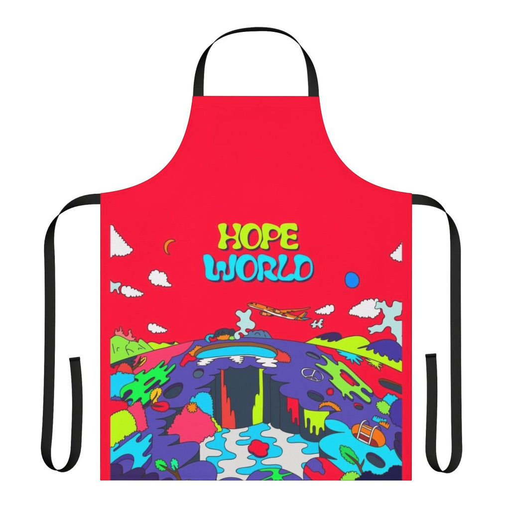 Colorful and trendy apron designed with J-Hope's "Hope World" artwork and motifs
